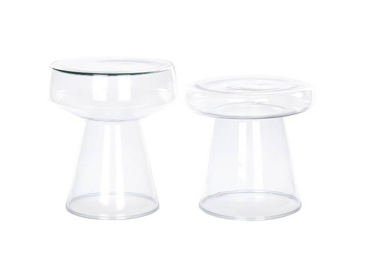 BEISTELLTISCH 2er-Set Glas transparent rund Laguna/Caldera