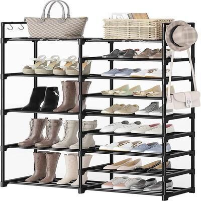 No "9 Tiers Black Shoe Rack Shoe Storage Shoe Organizer - 11.75""D x 33.75""W x 62.25""H"