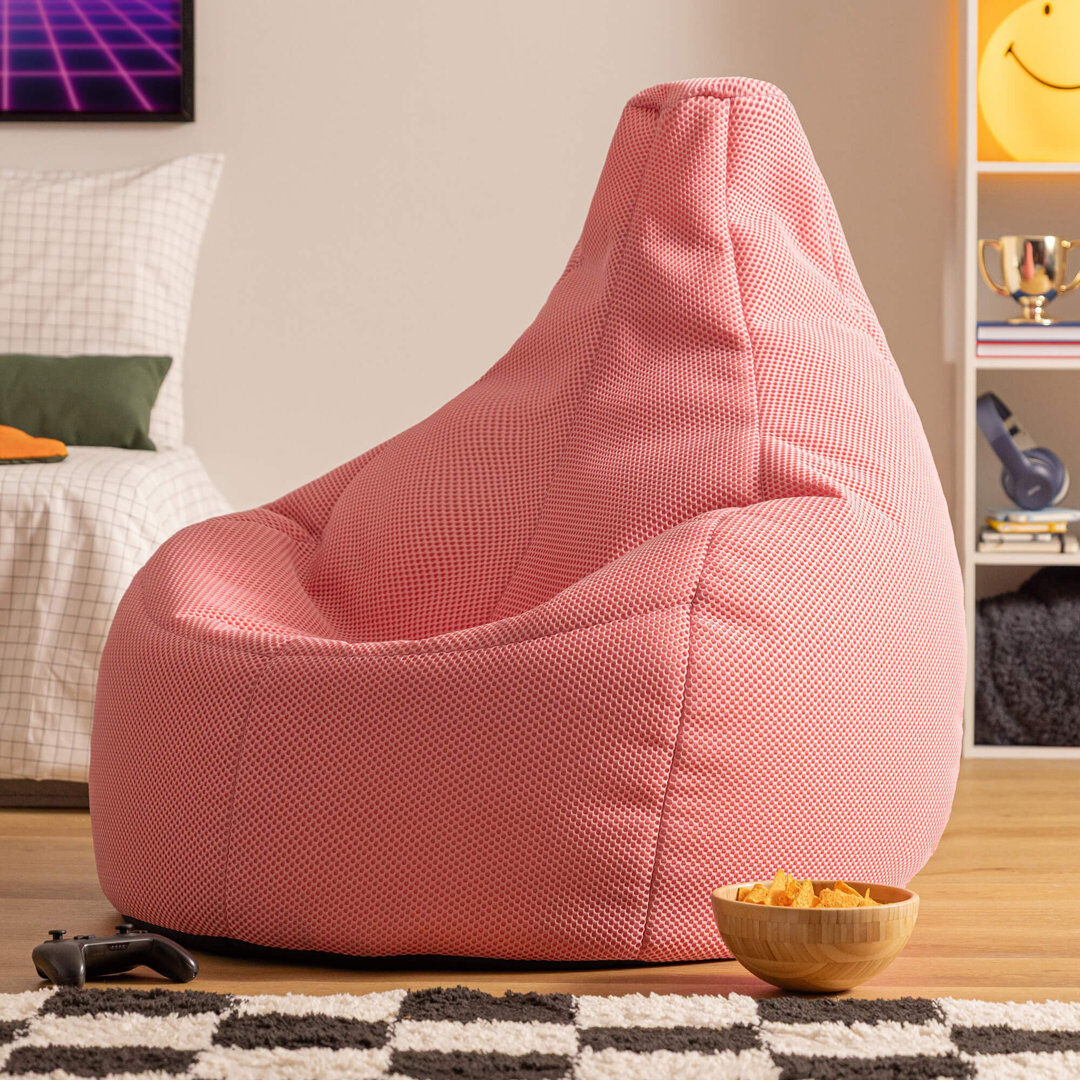 icon Gaming Performance Mesh XL Recliner Bean Bag, Midnight Black Pink Large