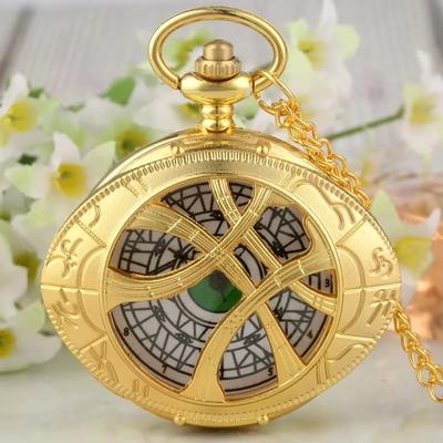 Uplift Picks Eye Pendant Pocket Watch Vintage Quartz Necklace Retro Style Timepiece gold