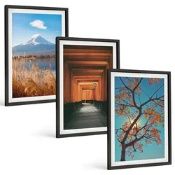 BILDER SET 3er Set - 40x60 cm Schwarzer Rahmen - Japanische Naturlandschaften