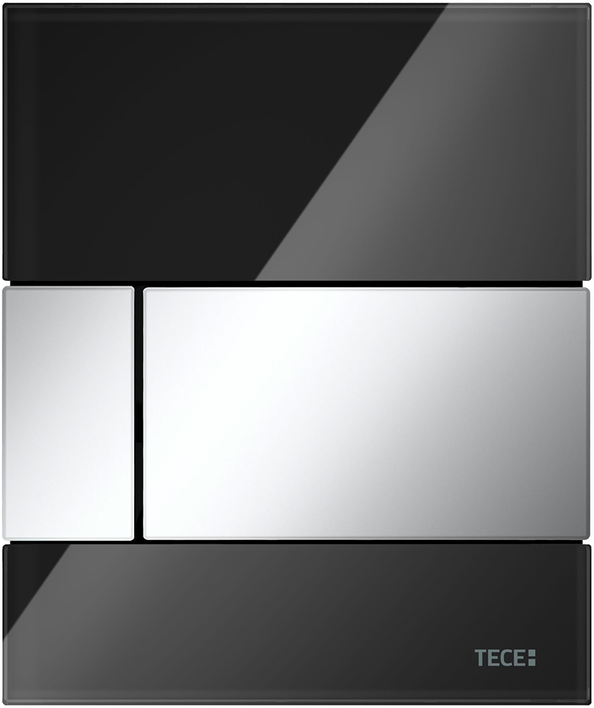 TECEsquare Urinal 9242807 verre noir, boutons chromés brillants