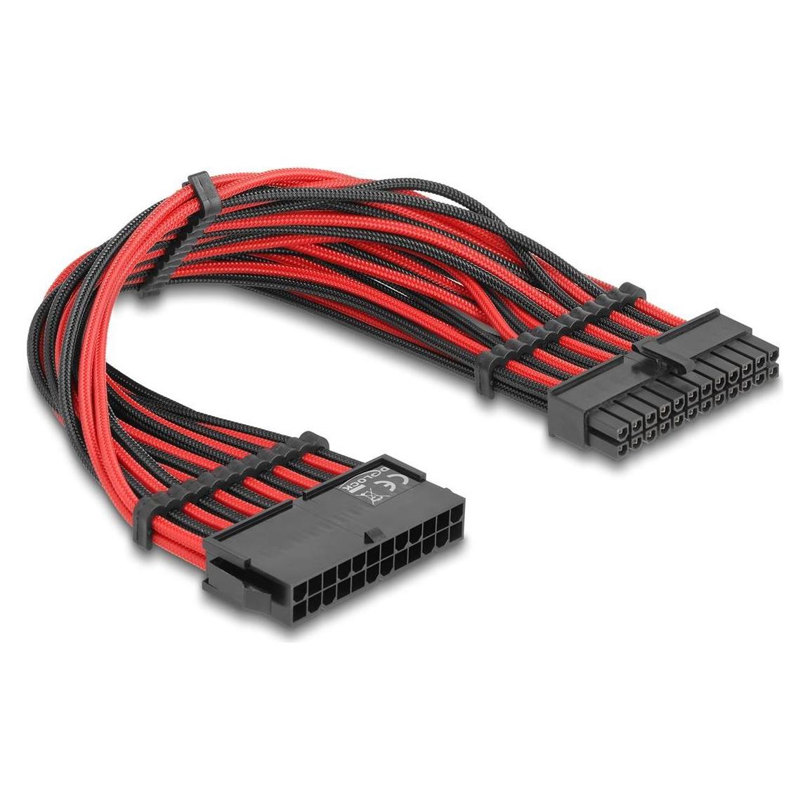 Delock 80973 - Verlängerungskabel 24 Pin ATX Stecker zu 24 Pin ATX Buchse Textilummantel (30 cm) (80973)