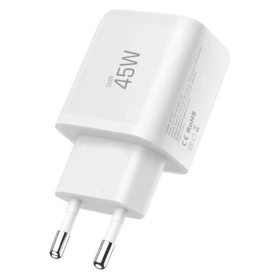 Tech-Protect NCA45W-GAN USB-A, USB-C Netzladegerät PD 45W / QC3.0 + USB-C Kabel Weiss (45 W, 2 Ports) (5906302352814)