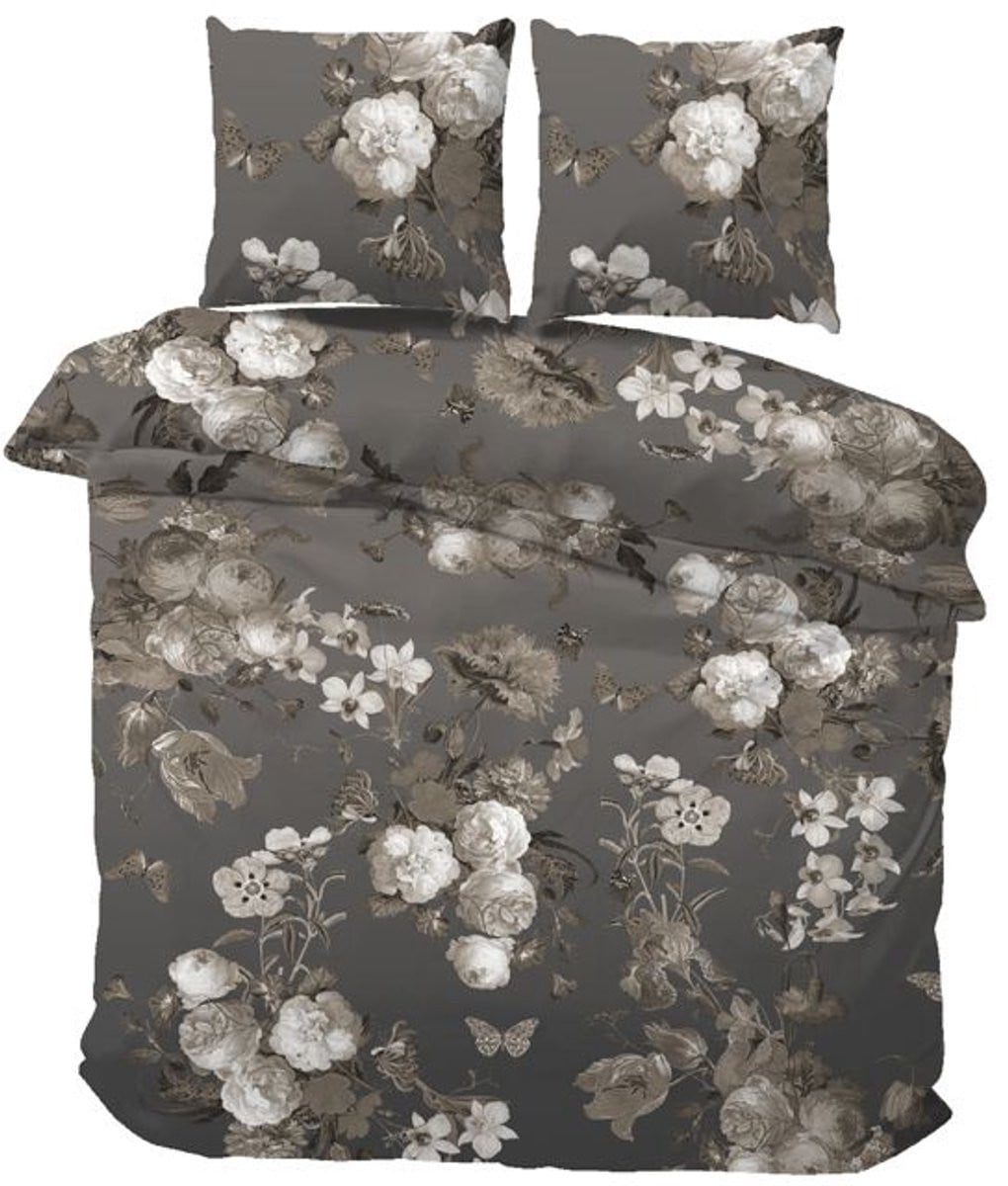 iSleep Flanel Dekbedovertrek Gerrie Tweepersoons Grijs 200x220 cm