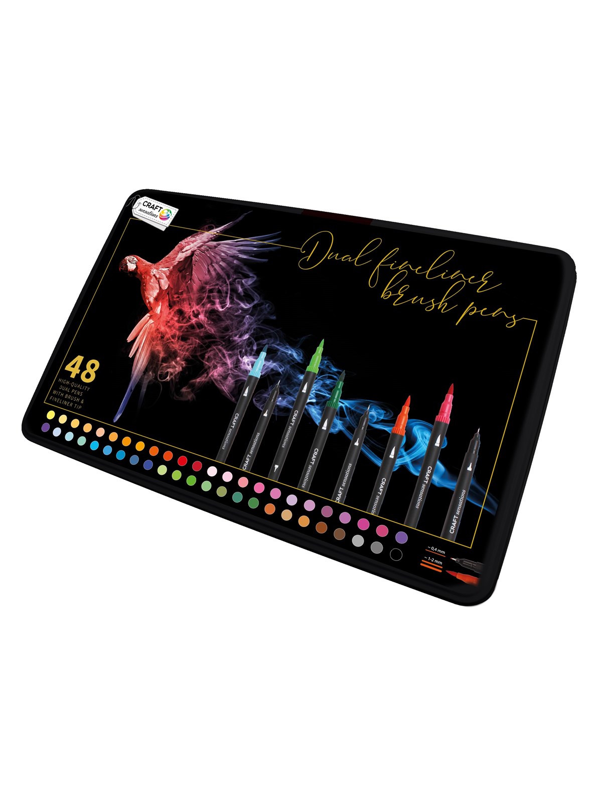 Craft Sensations Fineliners / brush pens 48 pcs in tin box