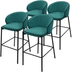 BARHOCKER 4er Set Petrol mit Stoffbezug