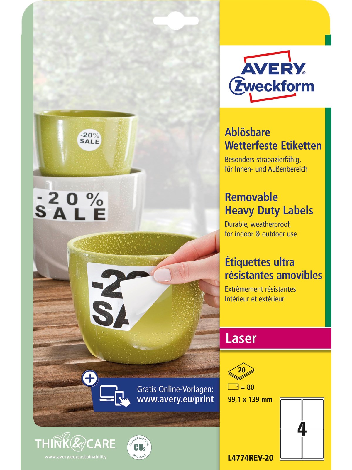 Avery Heavy duty labels removable white suitable for in- and outdoor use (-20oC to +80oC)