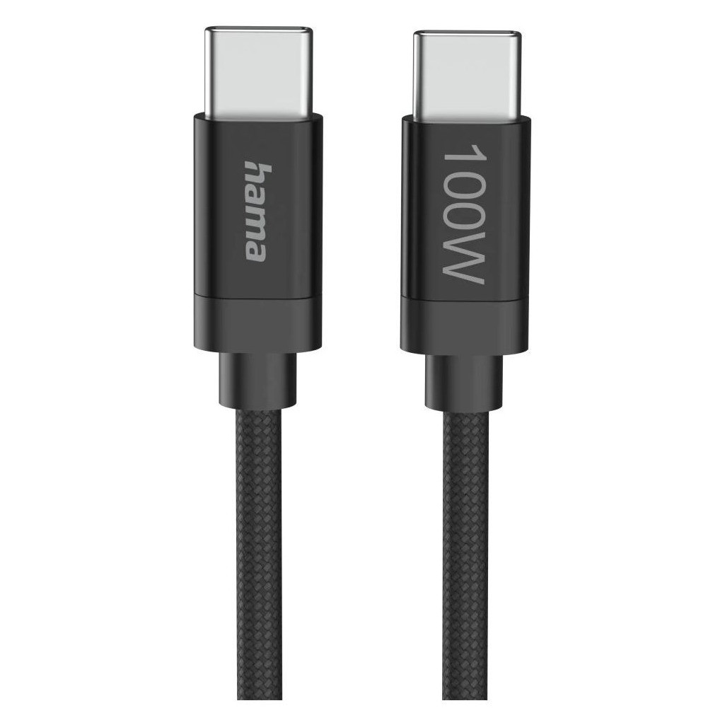 Hama USB-C naar USB-C oplaadkabel, 3 meter, Nylon, Zwart