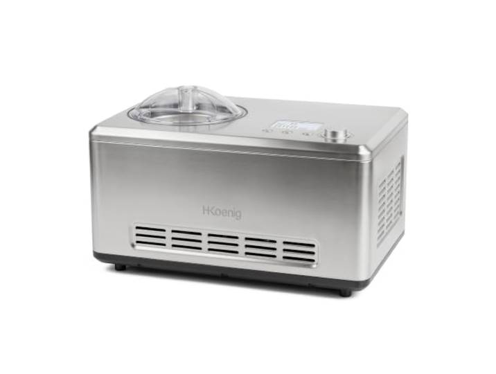H.Koenig Professionelle Eismaschine HF320 - Elektrisch, 2 L, 180 W - 3 Programme - Umweltfreundlicher Naturgasbetrieb - Eis, Frozen Joghurt, Sorbet - Schnelle Zubereitung, Kühlfunktion - Edelstahl
