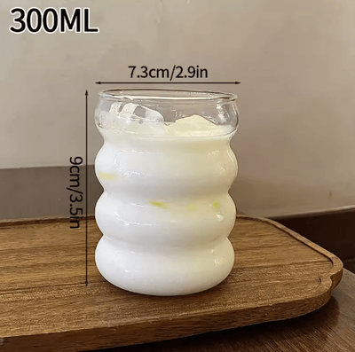 Inspire Picks RippleWave Transparent Drinking Glass Creative Wave Iced Coffee Tumbler s1