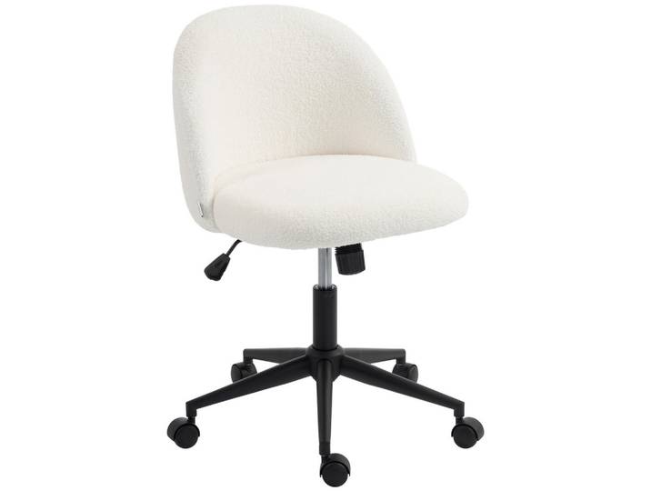 Homcom Bürostuhl Polyester Cremeweiß, Metall, Füllung: Schaumstoff, Sternfuß, 52x84.5x59 cm, Büromöbel, Bürostühle, Drehstühle