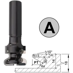 Aigner HW-Wechselmesser Griffmuldenfräser S=20mm Links mit 7 möglichen Profilen Profil "A" nur Fräser - C557-420AL