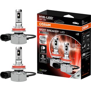 OSRAM Auto-Lampe Night Breaker SMART, 6000 Kelvin, H16, 12 V / 4 Watt, Nebelscheinwerfer, LED-Retrofit, 2 Stück