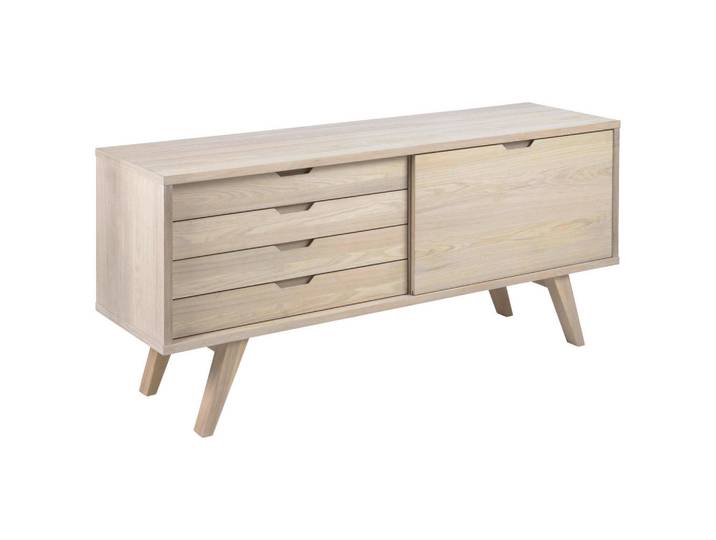Lomoco Sideboard, Eiche, Holz, furniert, massiv, 4 Schublade(n) Schubladen, 160x72x45 cm, Reach, Beimöbel erhältlich, Holzmöbel, Kleinmöbel Holz, Holzkommoden, Sideboards Holz