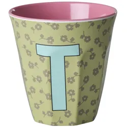 RICE Buchstaben-Becher mit Blumen Medium, T
