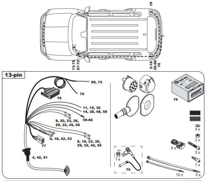 FAISCEAU SPECIFIQUE 13 BROCHES POUR FIAT 500X (07/14-)