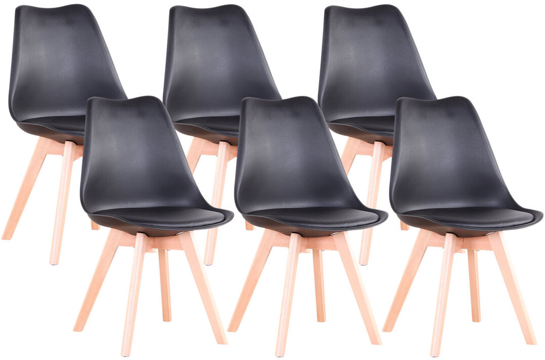 Isabelline 42.5cm Modern style Dining Chair, Padded Plastic Side Chair with Solid Wood Legs Black