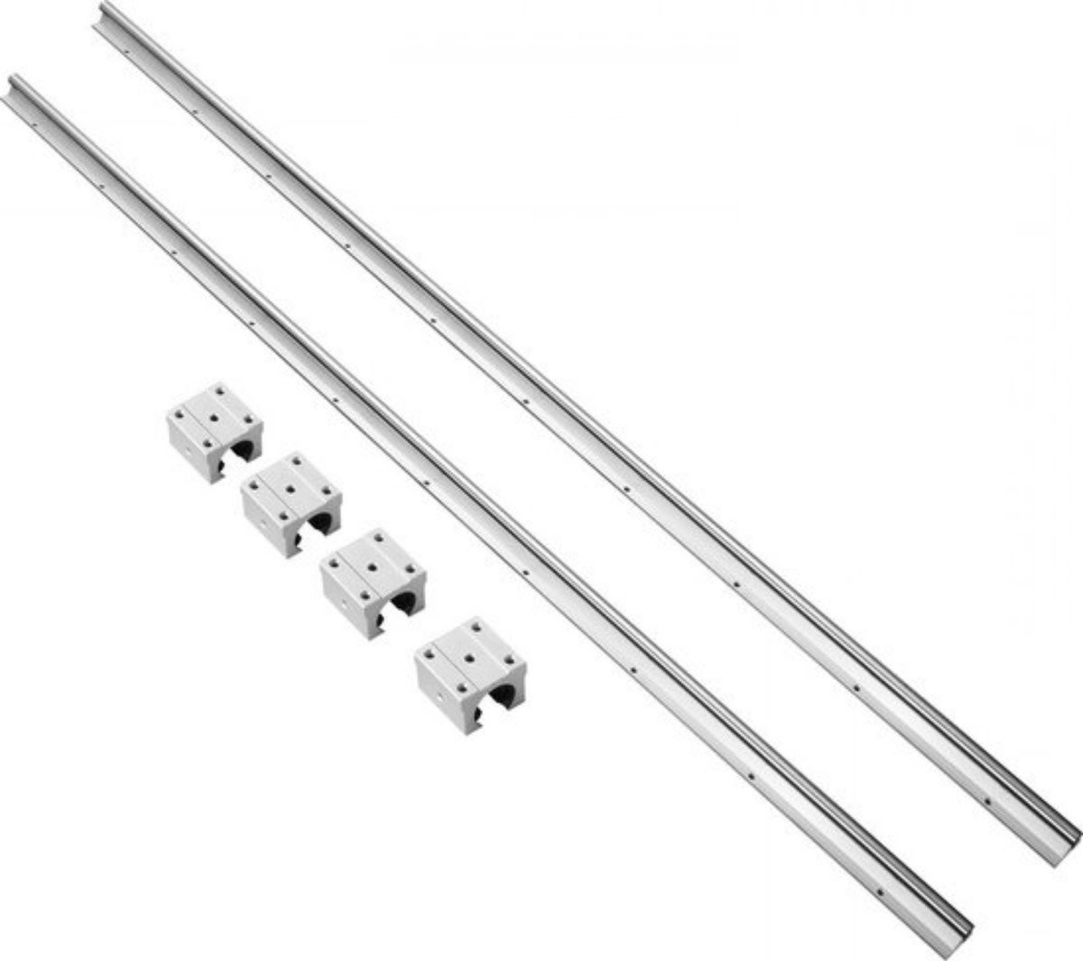 Lineaire geleider met schuifblokken van koolstofstaal en aluminium, zilver, lengte: 1500 mm