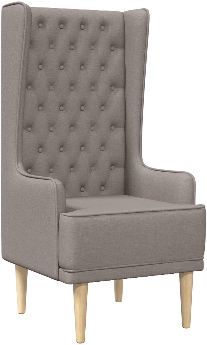vidaXL Gecapitonneerde stoel met hoge rugleuning - Taupe - Stof