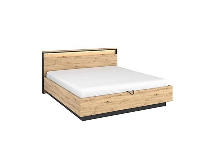 MEBLINI Bett mit Bettkasten und Lattenrost - Bett mit LED und Stauraum - Doppelbett - Jugendbett - Stauraumbett - Ehebett - Quant - Artisan Eiche/Schwarz - 160x200cm