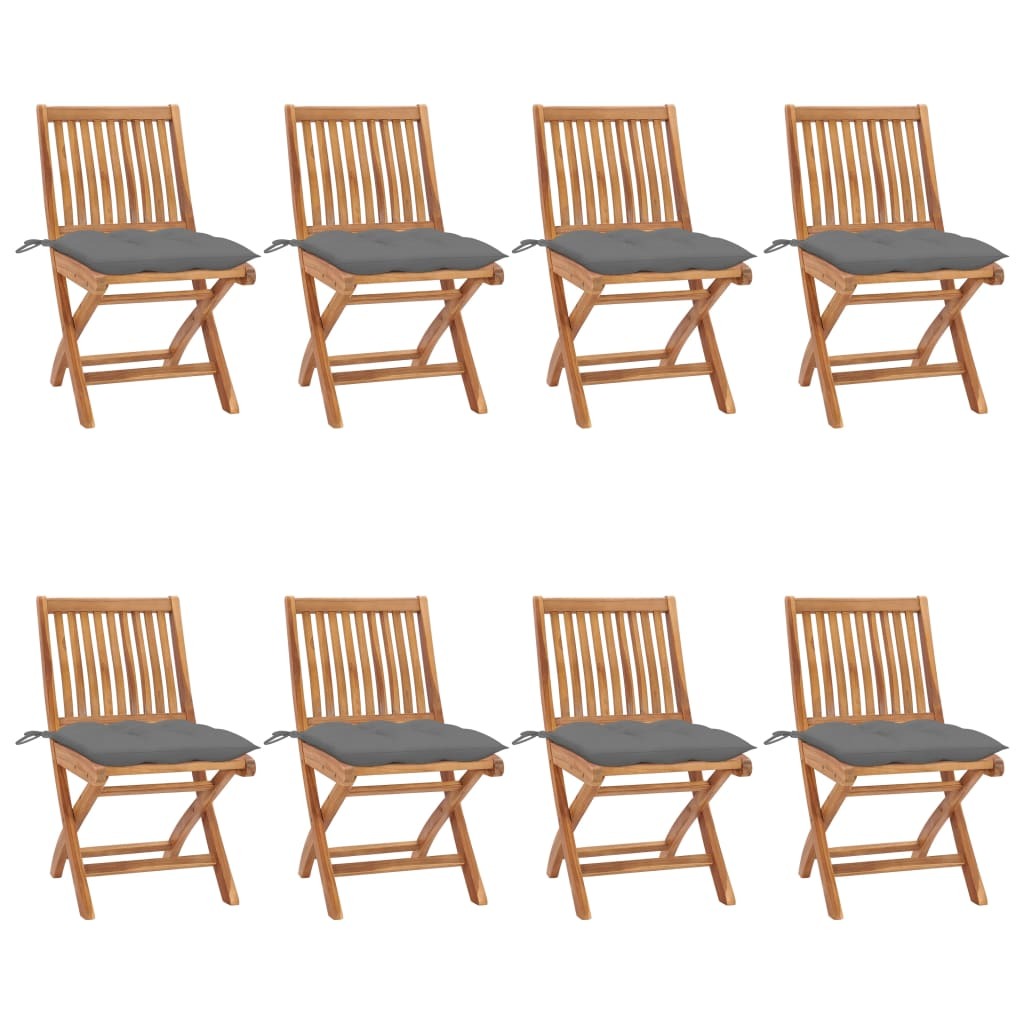 Maison Exclusive - Klappstühle mit Kissen, 8-teilig, Massivholz Teakholz