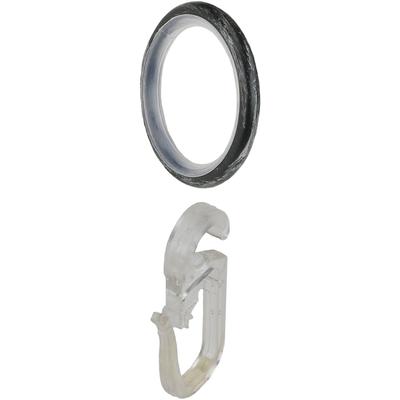 Gardinenring LIEDECO "Gardinenring, Stilring, Ringe für Gardinenrohre 16 mm "Esperanca" Gr. 1, silber (silberfarben, schwarz), Ø:2,7cm, Metall, Gardinenbefestigungen, Gardinenring mit Faltenlegehaken