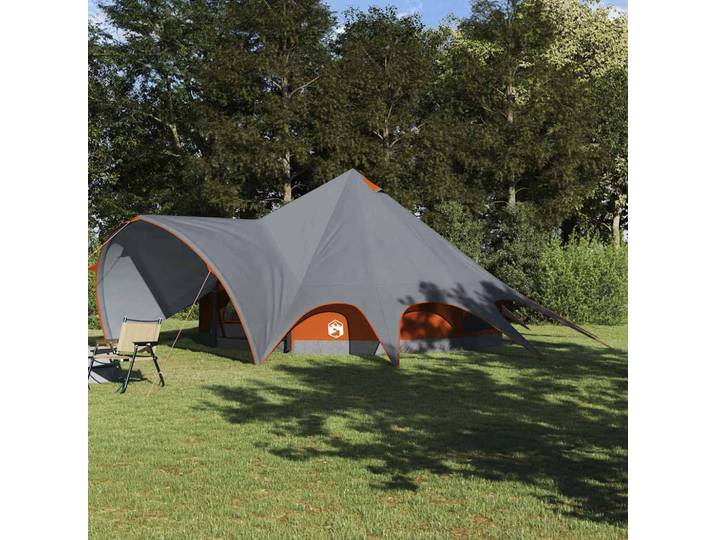 vidaXL Teepee Zelt für 9 Personen 9 Personen Grau und Orange