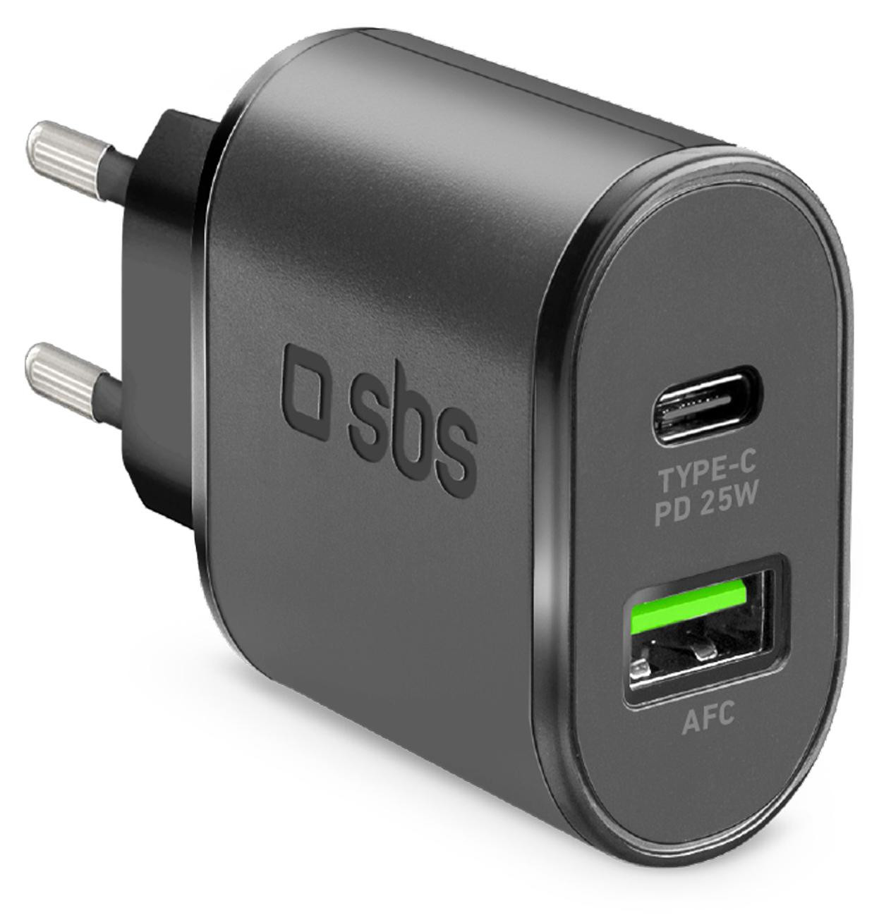 SBS Power Delivery 25W USB-C oplader - Zwart