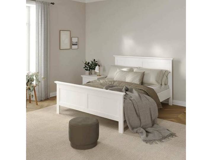 Dmora - Doppelbett Christelle, Struktur des Lagerbetts, Sommier mit Abdeckung, Bettrahmen aus Stoff, 213x172 h110 cm, Weiß