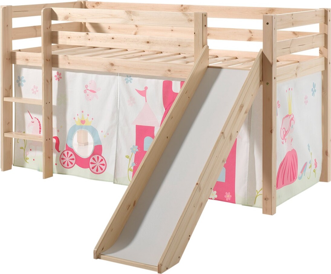 Spielbett Pino mit Rutsche und Textilset Kiefer Natur