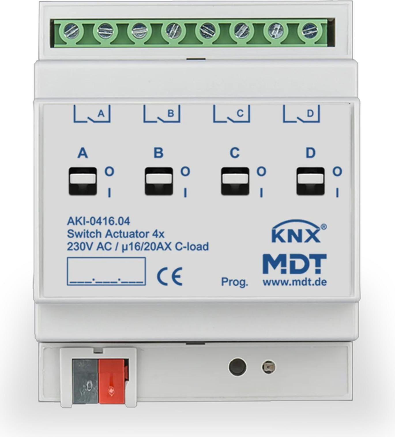 MDT KNX schakelactor C-belasting 16/20 A, 4-voudig, REG