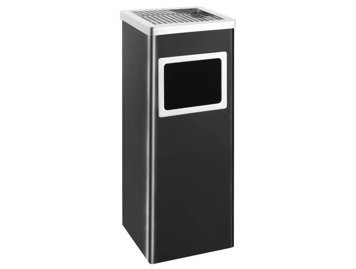 vidaXL Mülleimer 36L mit Aschenbecher, 24/24/61 cm, aus Stahl, Schwarz, Metall, 24x61x24 cm, Haushalt & Reinigung, Reinigung, Mülleimer & Abfallsammler