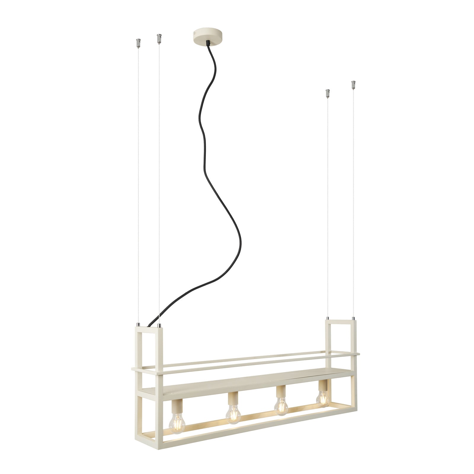 Qazqa Industriële hanglamp beige 4-lichts metalen Cage Rack
