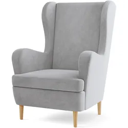 SESSEL VOGERA Ohrensessel Polstersessel, Hellgrau