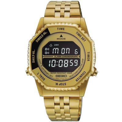 Digitaluhr SEIKO, gold (goldfarben), Armbanduhren, Herren, Digitaluhr, Armbanduhr, Damenuhr, Herrenuhr, Edelstahlarmband, digital