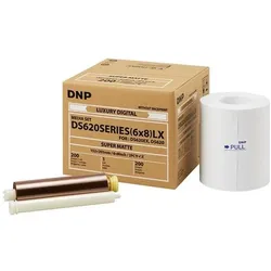 DNP Papier Super Matte 1 Rolle je 200 St. 15x20 für DS620 (10x15 cm, 15x15 cm, 15x20 cm, 15x35 cm, 15x50 cm, 5x15 cm, 200 Stk.), Fotopapier, Weiss