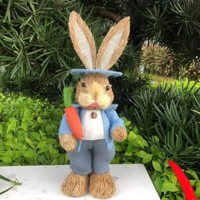 Inspire Essentials Cute Easter Bunny Decoration Rustic Rabbit Figure For Home Decor f