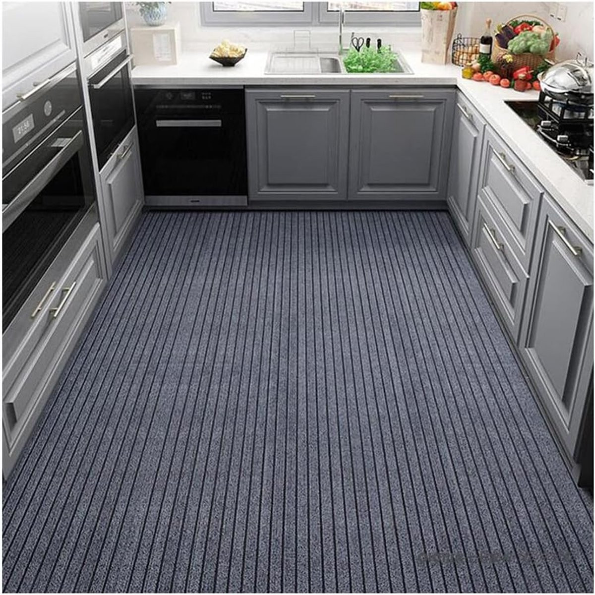 Grijs Rubberen Deurmat met Antislip TPR-Achterkant, Breedte: 300 cm, Diepte: 200 cm