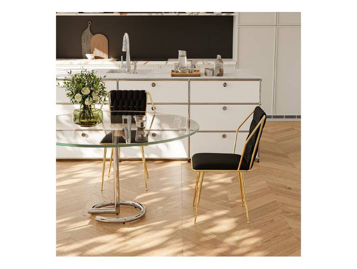 Furnishings Home Esszimmerstuhl 2er-Set 4-Bein-Stuhl Metall Polsterstuhl (2 St), Schlichtes und vergoldetes Design, passend zu jeder Inneneinrichtung