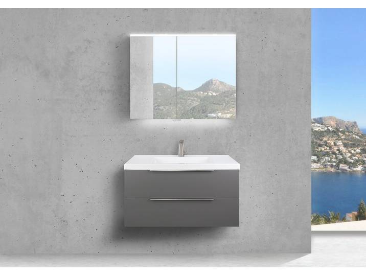 Badmöbel Set Salerno 2.0 90 cm mit Multilight-LED-Spiegelschrank