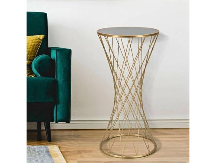 Dmora Couchtisch Berceto 40x40x80h cm Gold Zeitschriftenablage