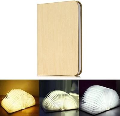 Uplift Picks Rechargeable Wooden Book Lamp With Foldable RGB Ambient Night Lighting Decor wood (3 Colors) 10x8x2.5cm