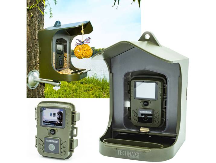 Outdoor-Vogelkamera, PIR, mit Futterbehälter und Wasserbecken, IP56