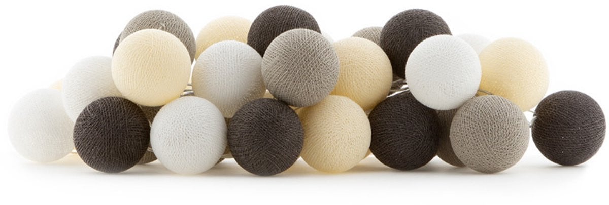 Cotton Ball Lights LED lichtslinger voor binnen met 50 lampjes - Taupe