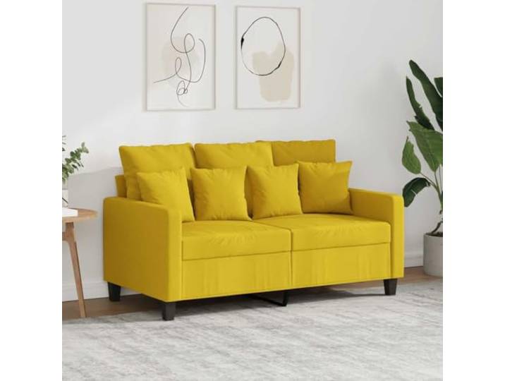 HEFZGDB 2-Sitzer Sofa Hellgelb 120 cm Stoff Polstermöbel Wohnzimmer Sitzgruppe mit strapazierfähigem Bezug atmungsaktiv langlebig Metallgestell robust stabil dick gepolsterte