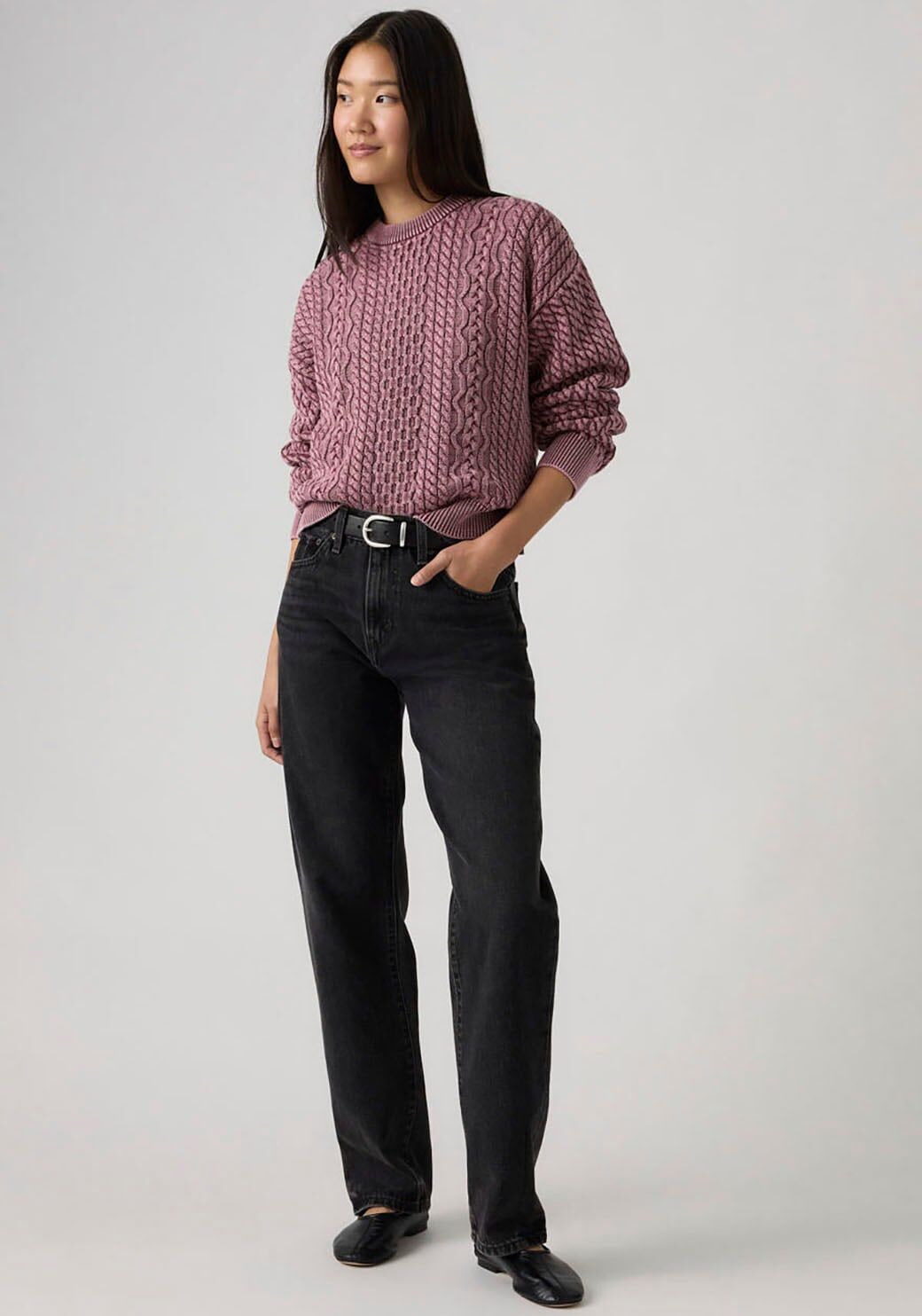 Dad-Jeans LEVI'S "EASY DAD", Damen, Gr. 27, Länge 32, schwarz (rebel edge), Denim/Jeans, Obermaterial: 100% Baumwolle, regular fit lang, Jeans Dad-Jeans, im Five-Pocket Style rebel edge 27, Länge 32