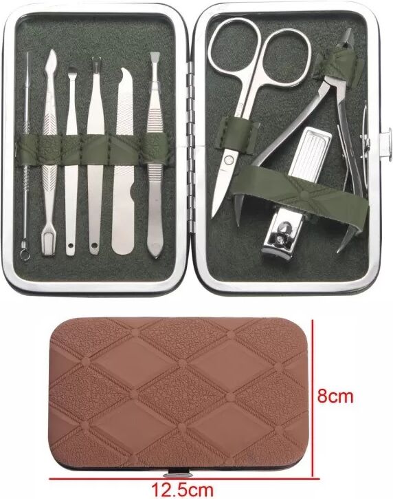 INF Kit de Manucure 9 Pièces Rouge Carmin - Ensemble de Soin des Ongles en Acier Inoxydable