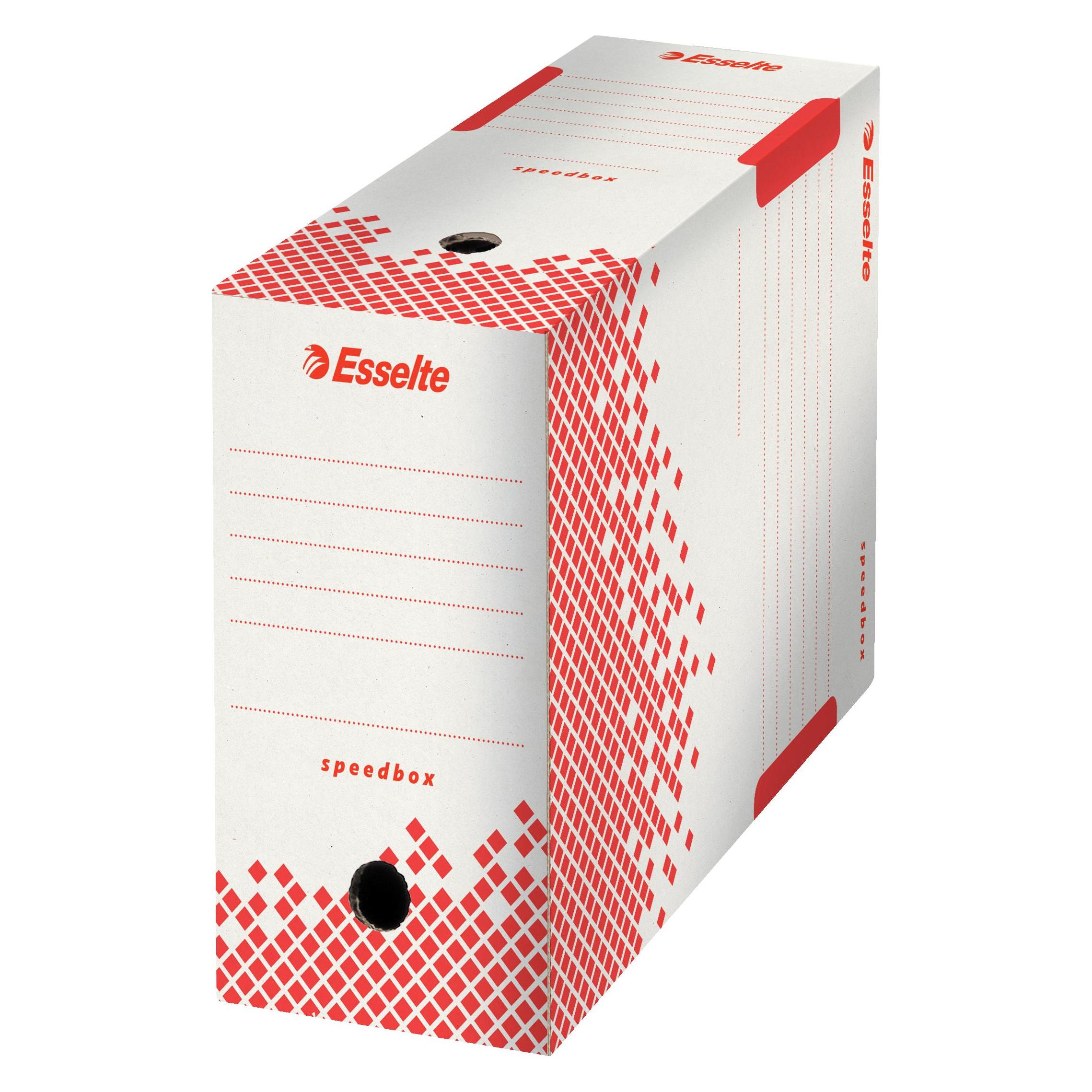 Dymo Esselte Archivbox SPEEDBOX, DIN A4, weiss/rot,(B)150mm aus 100% recyceltem Karton, 100% (A4) (623909)