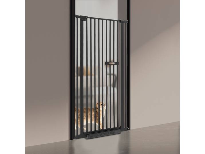 Porte pour animaux de compagnie en acier au carbone avec pédales antidérapantes, clôture extensible pour animaux de compagnie, barrière de sécurité extensible pour animaux de compagnie dans les